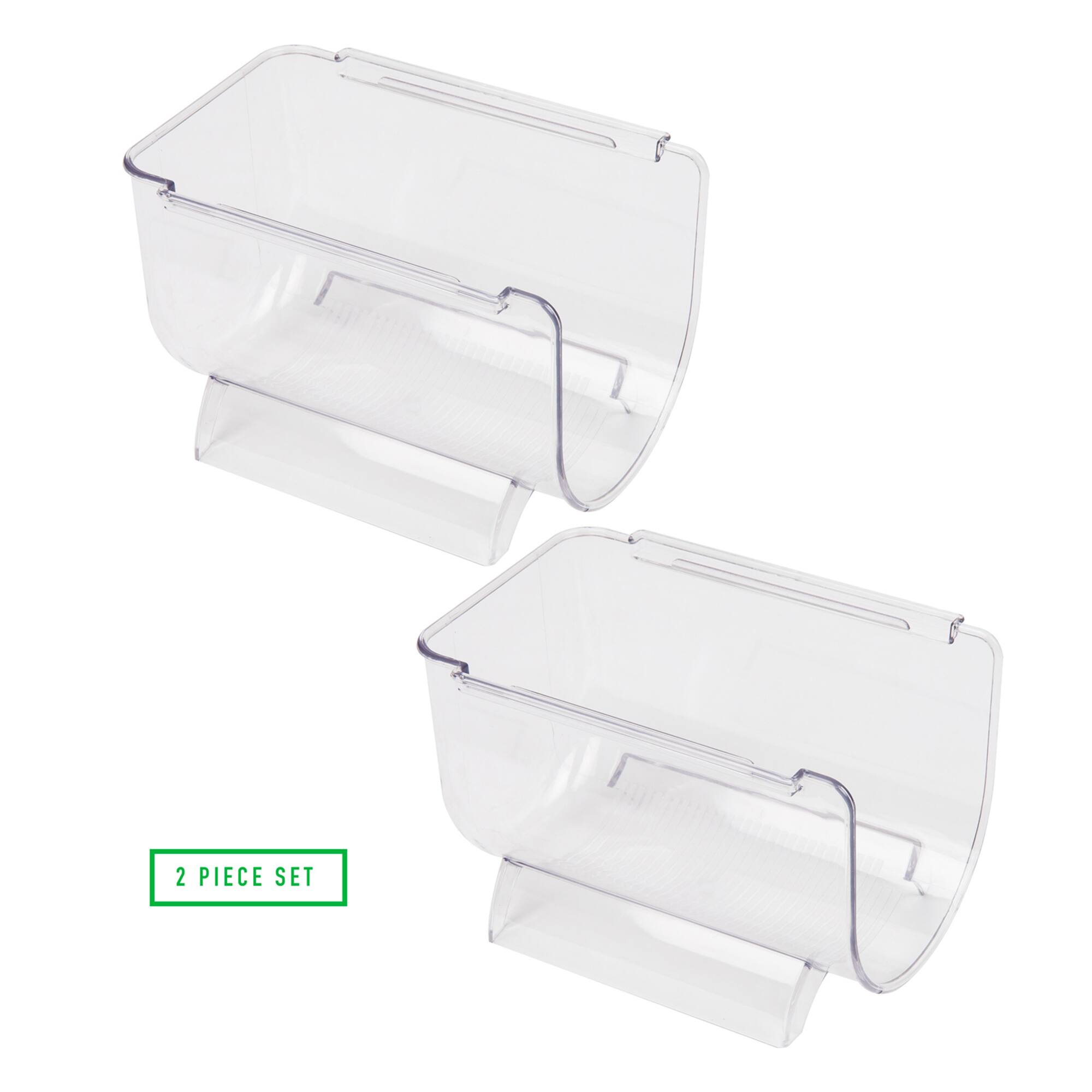 Mind Reader Clear Large 2 Liter Bottle Stackable Refrigerator Bin Storage Set